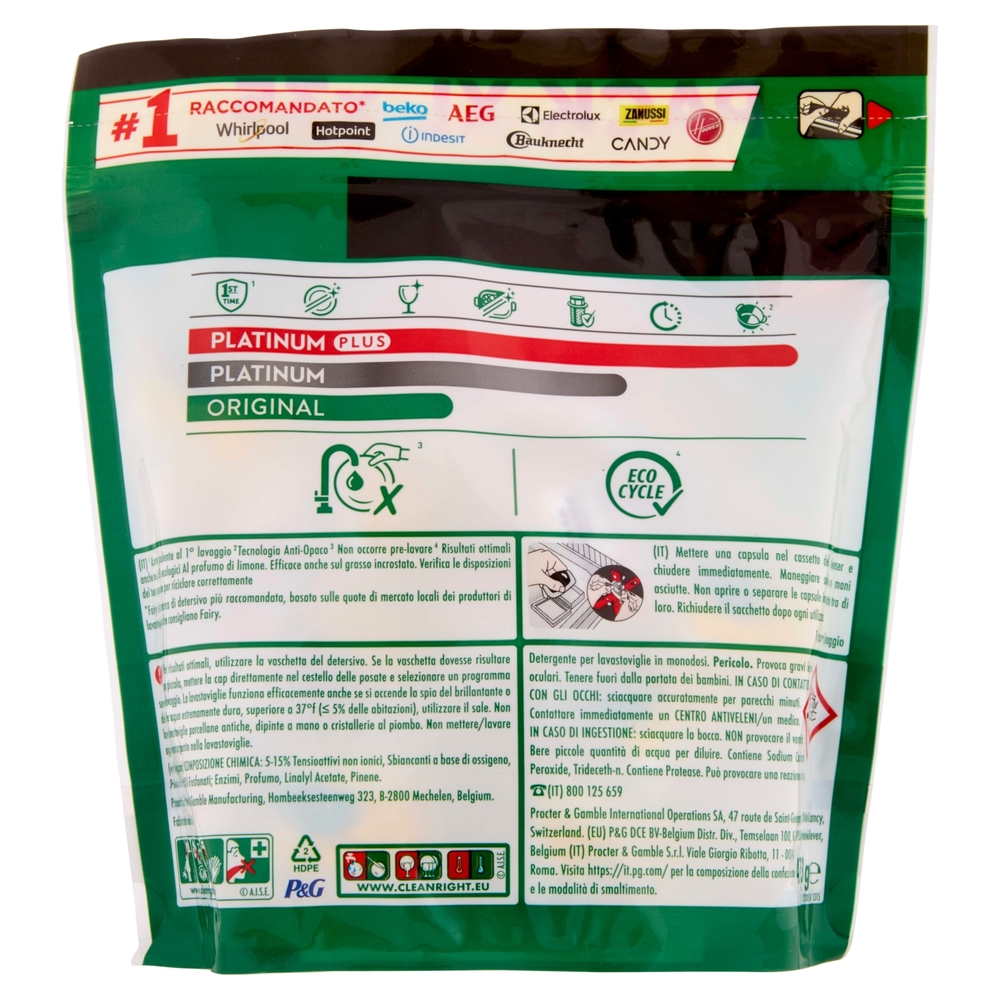 Fairy Pastiglie Lavastoviglie Original All in One, Detersivo Piatti Limone, 35 Capsule 473 g